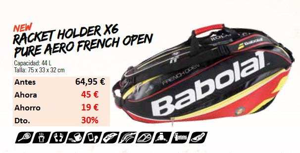 Babolat Raquetero X6 Roland Garros